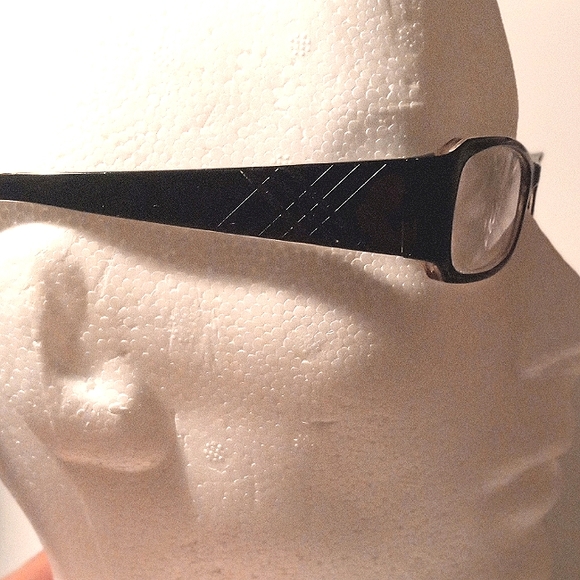 Vintage Burberry Black WomRectangular Eyeglasses Plaid Temples Italy B2043 3029 - Picture 8 of 9